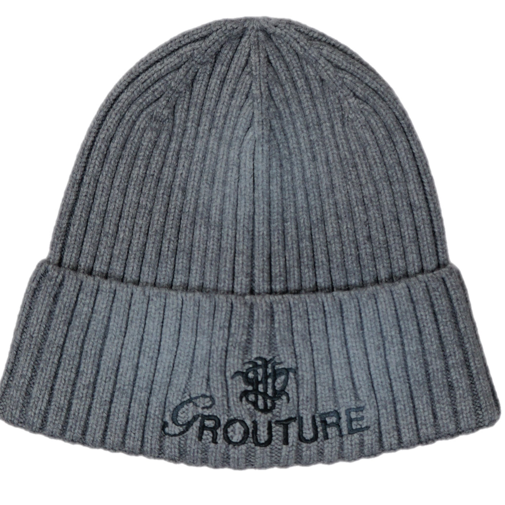 Vintage Minimalist Chunky Knit Faded Stormy Dark Grey Ribbed Grunge Beanie Hat Y2K Distressed Knit Beanie Hat Grunge Skull Cap Vintage  main image 4